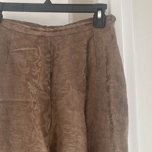 Vintage Lafayette 148 New York Lined Brown Floral linen Embossed Trousers size 4